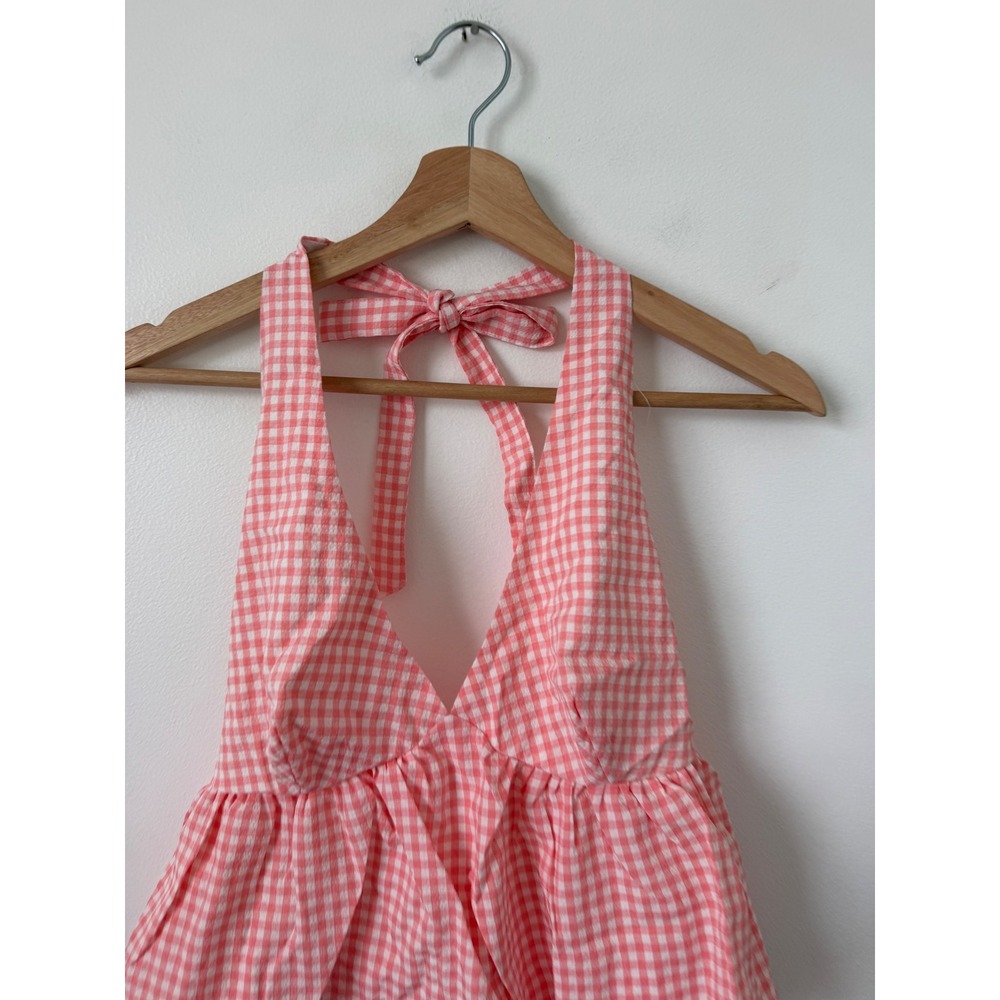 Altar'd State Cierra Gingham Halter Top – Peach/Ivory – Women's XL – NWT - Picture 3 of 5